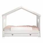 Bela otroška postelja iz masivnega bora v obliki hiške/z dodatnim ležiščem s prostorom za shranjevanje 90x200 cm AMORI – Vipack