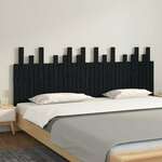 vidaXL Stensko posteljno vzglavje črno 204x3x80 cm trdna borovina