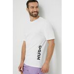 Kratka majica za plažo HUGO bela barva - bela. Kratka majica za na plažo iz kolekcije HUGO. Model izdelan iz tanke, elastične pletenine. Lahek material, namenjen za toplejše letne čase.