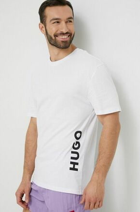 Kratka majica za plažo HUGO bela barva - bela. Kratka majica za na plažo iz kolekcije HUGO. Model izdelan iz tanke
