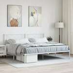 Greatstore Kovinski posteljni okvir z vzglavjem bel 183x213 cm