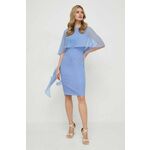 Svilena obleka Luisa Spagnoli - modra. Obleka iz kolekcije Luisa Spagnoli. Model izdelan iz enobarvne tkanine. Model iz izjemno udobnega, visokokakovostnega materiala.