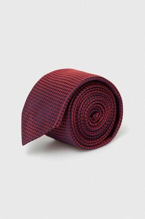 Svilena kravata HUGO rdeča barva - rdeča. Kravata iz kolekcije HUGO. Model izdelan iz vzorčaste
