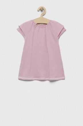 Obleka za dojenčka United Colors of Benetton roza barva - roza. Obleka za dojenčke iz kolekcije United Colors of Benetton. Nabran model