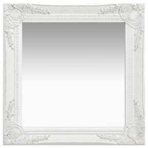 VidaXL Stensko ogledalo v baročnem stilu 50x50 cm belo