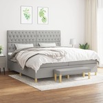 Box spring postelja z vzmetnico svetlo siva 200x200 cm blago - vidaXL - Siva - 97,88 - 200 x 200 cm - vidaXL