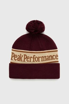 Kapa Peak Performance bordo barva - bordo. Kapa iz kolekcije Peak Performance. Model izdelan iz vzorčaste pletenine.