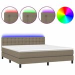 shumee Box spring postelja z vzmetnico LED taupe 160x200 cm blago