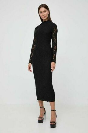 Obleka Bardot črna barva - črna. Obleka iz kolekcije Bardot. Model izdelan iz čipkastega materiala. Model iz raztegljivega materiala
