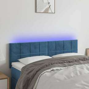 Shumee LED posteljno vzglavje temno modro 144x5x78/88 cm žamet