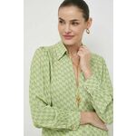Majica Elisabetta Franchi ženska, zelena barva - zelena. Bluza iz kolekcije Elisabetta Franchi, izdelana iz vzorčaste tkanine. Model iz izjemno udobne, zračne tkanine.