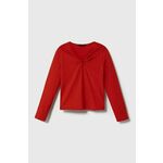 Otroška dolga majica Sisley rdeča barva - rdeča. Otroške Majica z dolgimi rokavi iz kolekcije Sisley. Model izdelan iz enobarvne pletenine. Model iz izjemno udobne tkanine z visoko vsebnostjo bombaža.