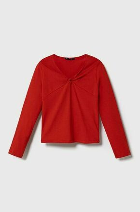 Otroška dolga majica Sisley rdeča barva - rdeča. Otroške Majica z dolgimi rokavi iz kolekcije Sisley. Model izdelan iz enobarvne pletenine. Model iz izjemno udobne tkanine z visoko vsebnostjo bombaža.