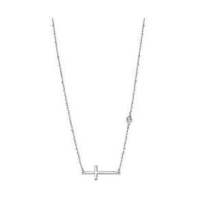 Lotus Silver Dizajnerska srebrna ogrlica s križem in prozornim cirkonom LP1918-1 / 1 srebro 925/1000