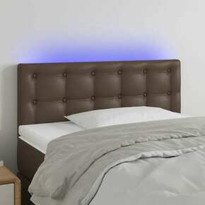 VidaXL LED posteljno vzglavje rjavo 90x5x78/88 cm umetno usnje