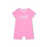 Otroški pajac BOSS roza barva - roza. Pajac za dojenčka iz kolekcije BOSS. Model izdelan iz pletenine s potiskom.