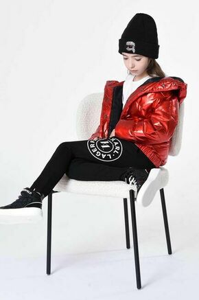 Otroška jakna Karl Lagerfeld rdeča barva - rdeča. Otroški jakna iz kolekcije Karl Lagerfeld. Podložen model