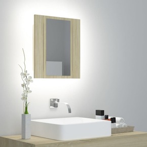 Shumee LED kopalniška omarica z ogledalom sonoma hrast 40x12x45 cm
