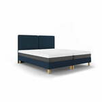 Temno modra zakonska postelja Mazzini Beds Lotus, 160 x 200 cm