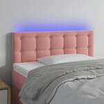 Vidaxl LED posteljno vzglavje roza 90x5x78/88 cm žamet
