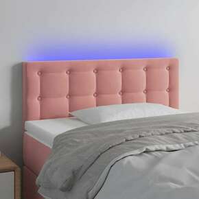 Vidaxl LED posteljno vzglavje roza 90x5x78/88 cm žamet