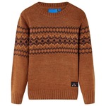 vidaXL Otroški pulover pleten konjak 128