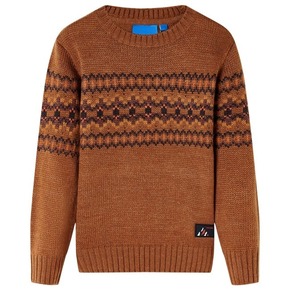 VidaXL Otroški pulover pleten konjak 128