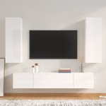 vidaXL Komplet TV omaric 4-delni visok sijaj bel konstruiran les