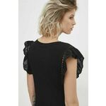 Majica Answear Lab ženska, črna barva - črna. Bluza iz kolekcije Answear Lab, izdelana iz tanke, elastične pletenine. Model iz izjemno udobne tkanine z visoko vsebnostjo bombaža.