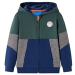 vidaXL Otroški pulover s kapuco in zadrgo temno zelen 116