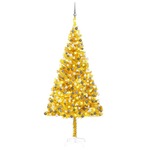 Greatstore Novoletna jelka z LED lučkami in bučkami zlata 240 cm PET