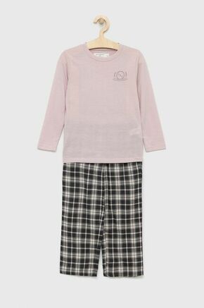 Otroška pižama Abercrombie &amp; Fitch roza barva - roza. Otroška Pižama iz kolekcije Abercrombie &amp; Fitch. Model izdelan iz dveh različnih materialov.