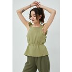 Bombažna bluza Vero Moda ženska, zelena barva - zelena. Bluza iz kolekcije Vero Moda. Model izdelan iz enobarvne tkanine. Ima kvadratni izrez.