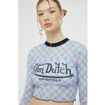 Majica z dolgimi rokavi Von Dutch ženski, vijolična barva - vijolična. Majica z dolgimi rokavi iz kolekcije Von Dutch. Model izdelan iz mreže. Prilagodljiv material, ki se prilagaja postavi.