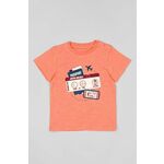 Otroška bombažna majica zippy oranžna barva - oranžna. Kratka majica za dojenčka iz kolekcije zippy. Model izdelan iz udobne pletenine.