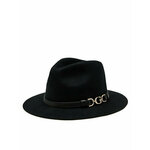 Volnen klobuk Guess črna barva - črna. Klobuk iz kolekcije Guess. Model s širokim robom, izdelan iz volnenega materiala.