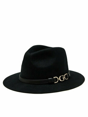 Volnen klobuk Guess črna barva - črna. Klobuk iz kolekcije Guess. Model s širokim robom