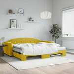 vidaXL Izvlečna dnevna postelja z vzmetnicami rumena 100x200 cm žamet