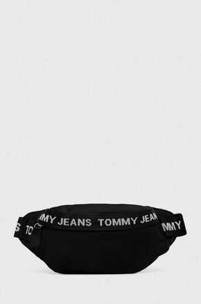 Torbica za okoli pasu Tommy Jeans črna barva - črna. Pasna torbica iz kolekcije Tommy Jeans. Model izdelan iz tekstilnega materiala.