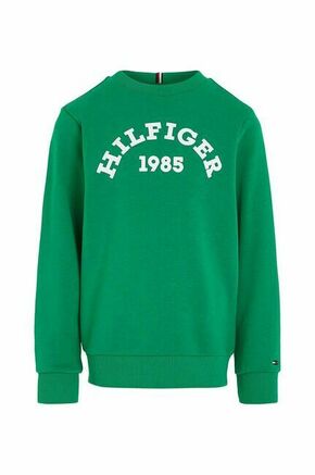 Otroški pulover Tommy Hilfiger zelena barva - zelena. Otroški pulover iz kolekcije Tommy Hilfiger. Model izdelan iz pletenine s potiskom.