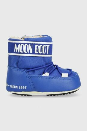 Otroške snežke Moon Boot - modra. Otroške snežke iz kolekcije Moon Boot. Delno podloženi model izdelan kombinacije ekološkega usnja in tekstilnega materiala.
