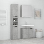 vidaXL Komplet kopalniških omaric 3-delni betonsko siv konstruiran les