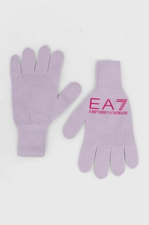 Rokavice EA7 Emporio Armani vijolična barva - vijolična. Rokavice iz kolekcije EA7 Emporio Armani. Model izdelan iz pletenine s potiskom.