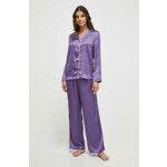 Pižama United Colors of Benetton ženska, vijolična barva - vijolična. Pižama iz kolekcije United Colors of Benetton. Model izdelan iz enobarvne tkanine. Model iz izjemno udobne, zračne tkanine.
