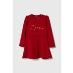 Otroška obleka Guess rdeča barva - rdeča. Otroški obleka iz kolekcije Guess. Model izdelan iz tanke, elastične pletenine. Model iz izjemno udobne tkanine z visoko vsebnostjo viskoze.