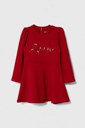 Otroška obleka Guess rdeča barva - rdeča. Otroški obleka iz kolekcije Guess. Model izdelan iz tanke