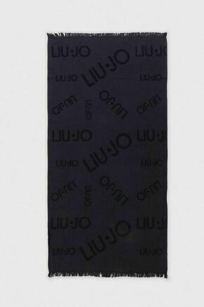 Bombažna brisača Liu Jo črna barva - črna. Velika Brisača iz kolekcije Liu Jo. Model izdelan iz bombažnega
