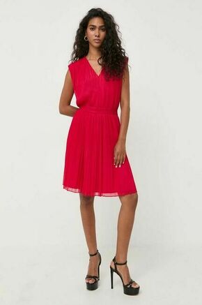 Obleka Armani Exchange rdeča barva - rdeča. Obleka iz kolekcije Armani Exchange. Model izdelan iz enobarvne tkanine. Izrazit model za posebne priložnosti.