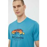 Športna kratka majica Columbia Columbia Hike - modra. Športna kratka majica iz kolekcije Columbia. Model izdelan iz materiala, ki odvaja vlago.