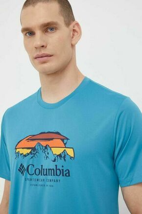 Športna kratka majica Columbia Columbia Hike - modra. Športna kratka majica iz kolekcije Columbia. Model izdelan iz materiala